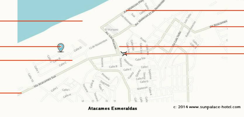 Mapa Atacames Tonsupa Esmeraldas Hotel Sun Palace Esmeraldas